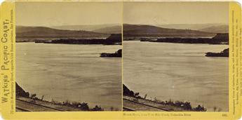 CARLETON E. WATKINS (1829-1916) Select group of 15 rare stereo views of the Columbia River, Oregon that include Cape Horn, Castle Rock,